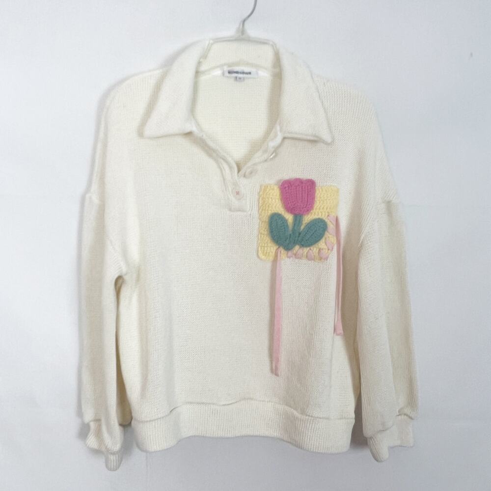 Somesowe Cream Knit Sweater Size Medium